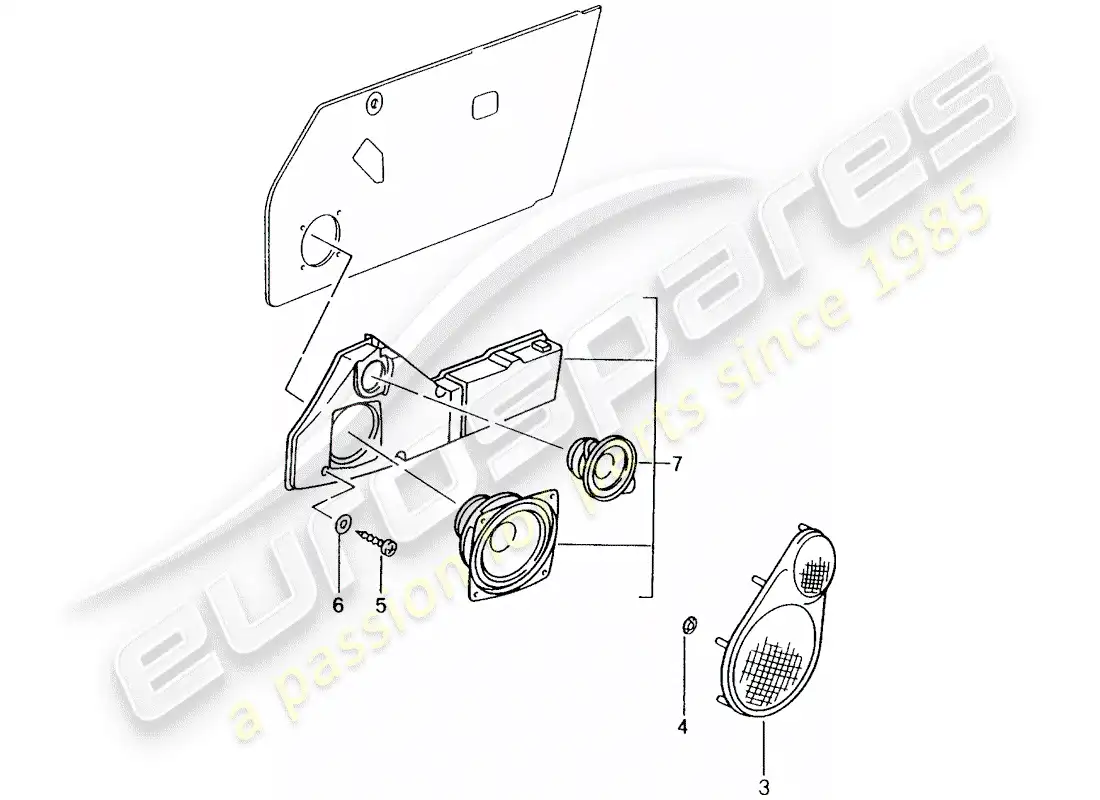 porsche 1995 (tequipment) sistema de sonido diagrama de piezas