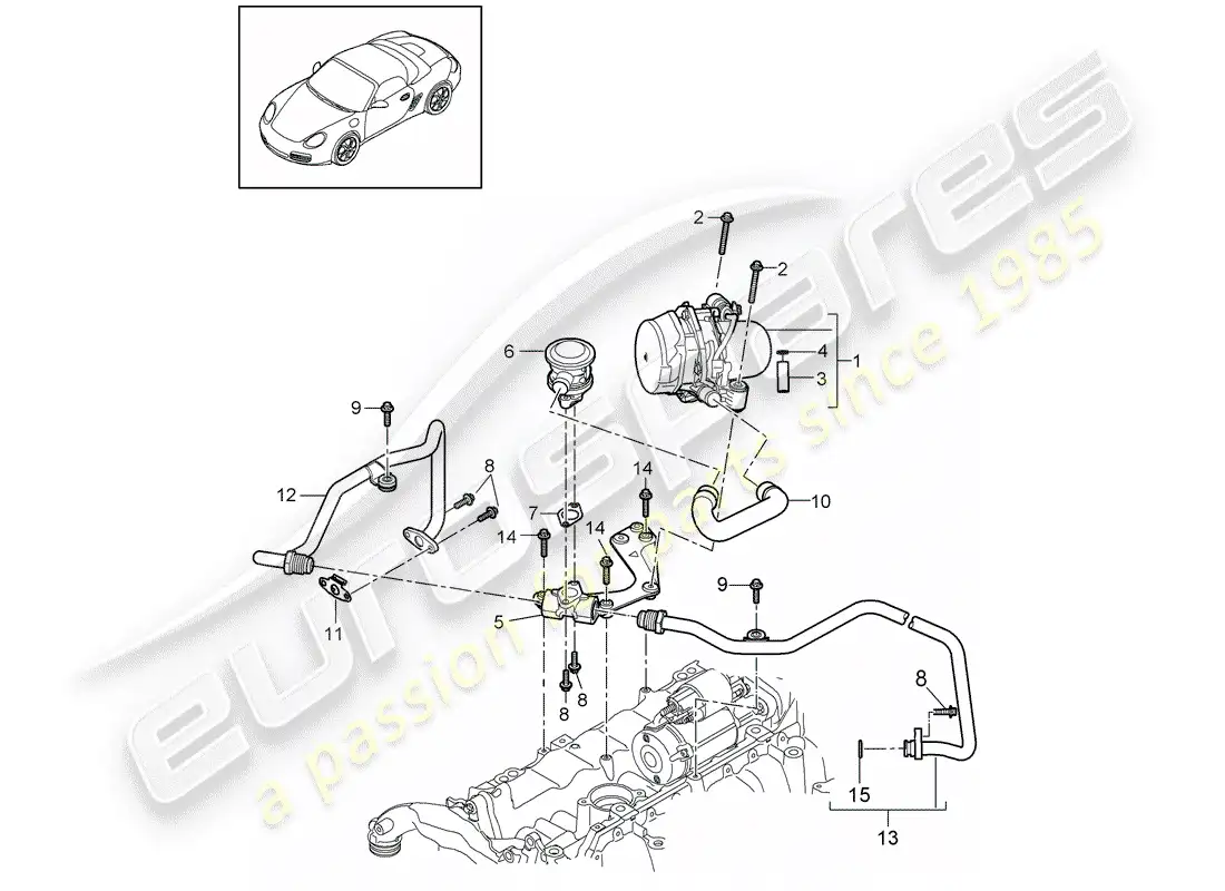 porsche 2012 (987 boxster) inyección de aire diagrama de piezas