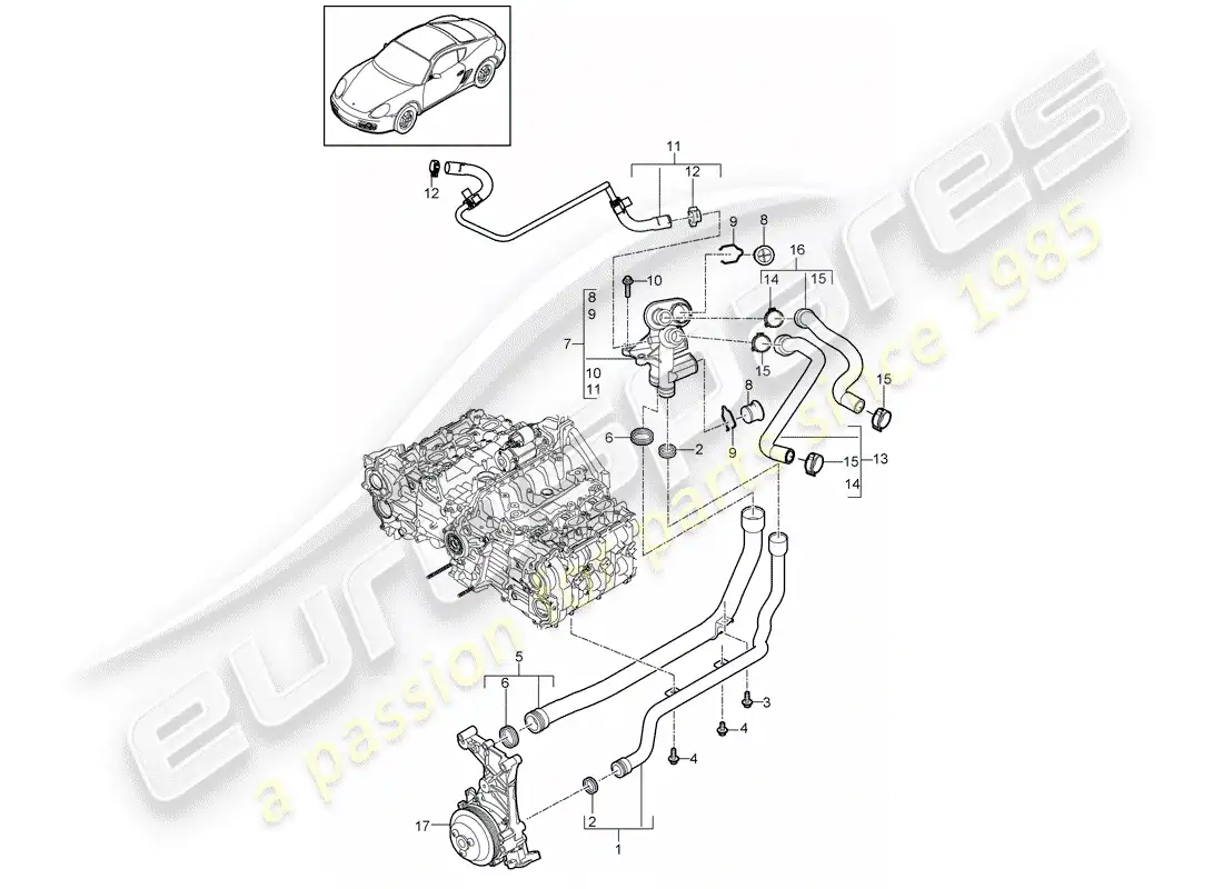 porsche 2010 (987 cayman) connection diagrama de piezas