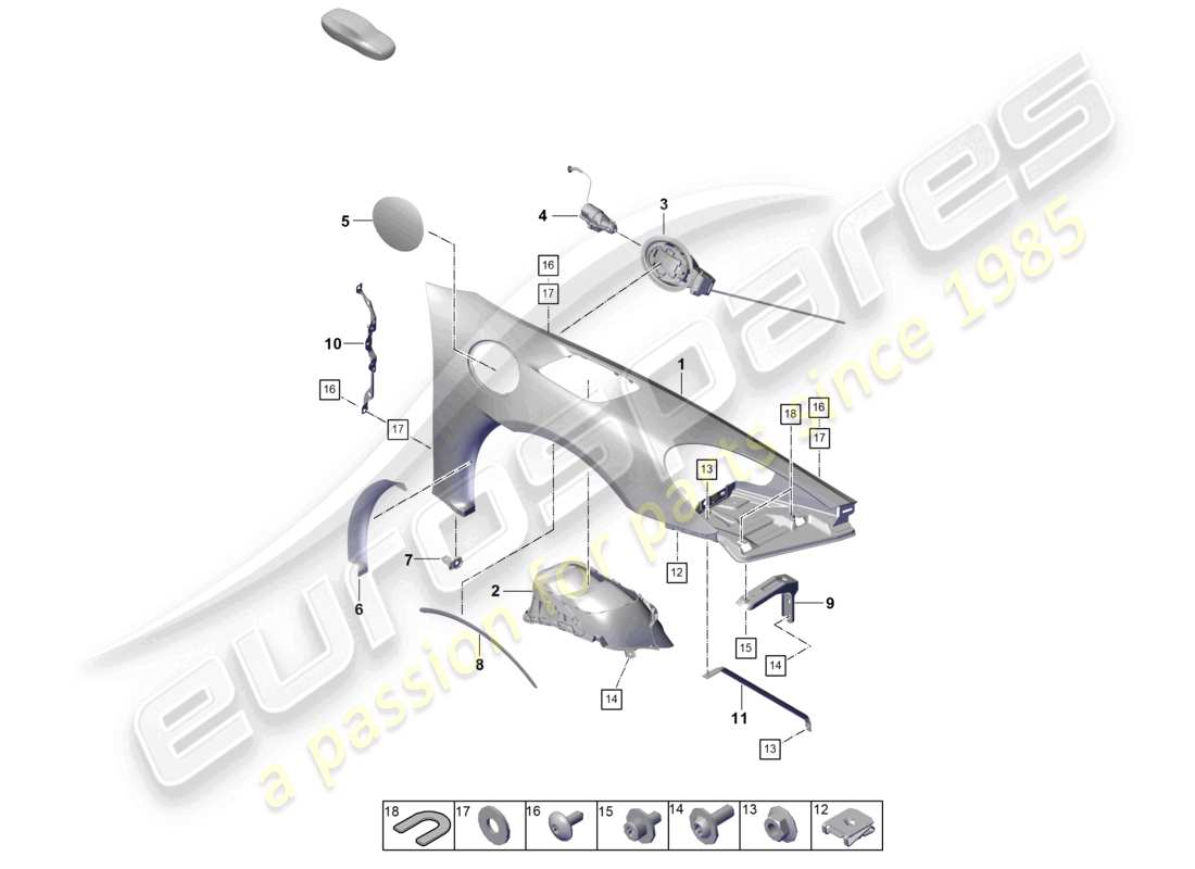 porsche 2024 (718 boxster spyder) diagrama de piezas del ala