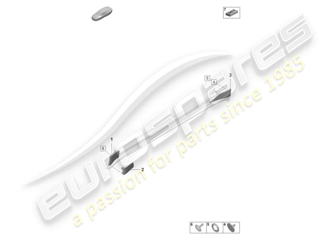 porsche 2021 (taycan 9j1-1) diagrama de piezas del alerón del umbral