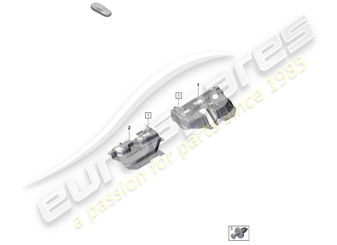 porsche 2021 (taycan 9j1-1) diagrama de piezas del espacio para los pies de la placa de aislamiento acústico