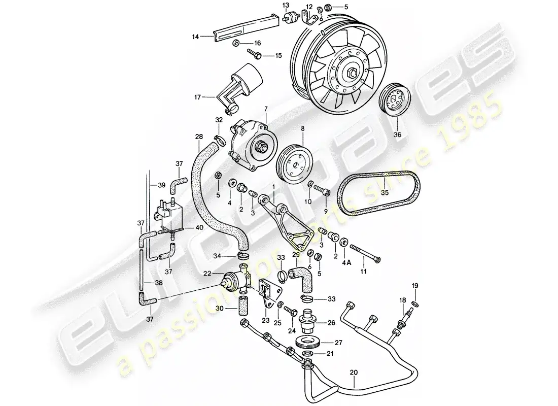 porsche 1989 (911) inyección de aire diagrama de piezas