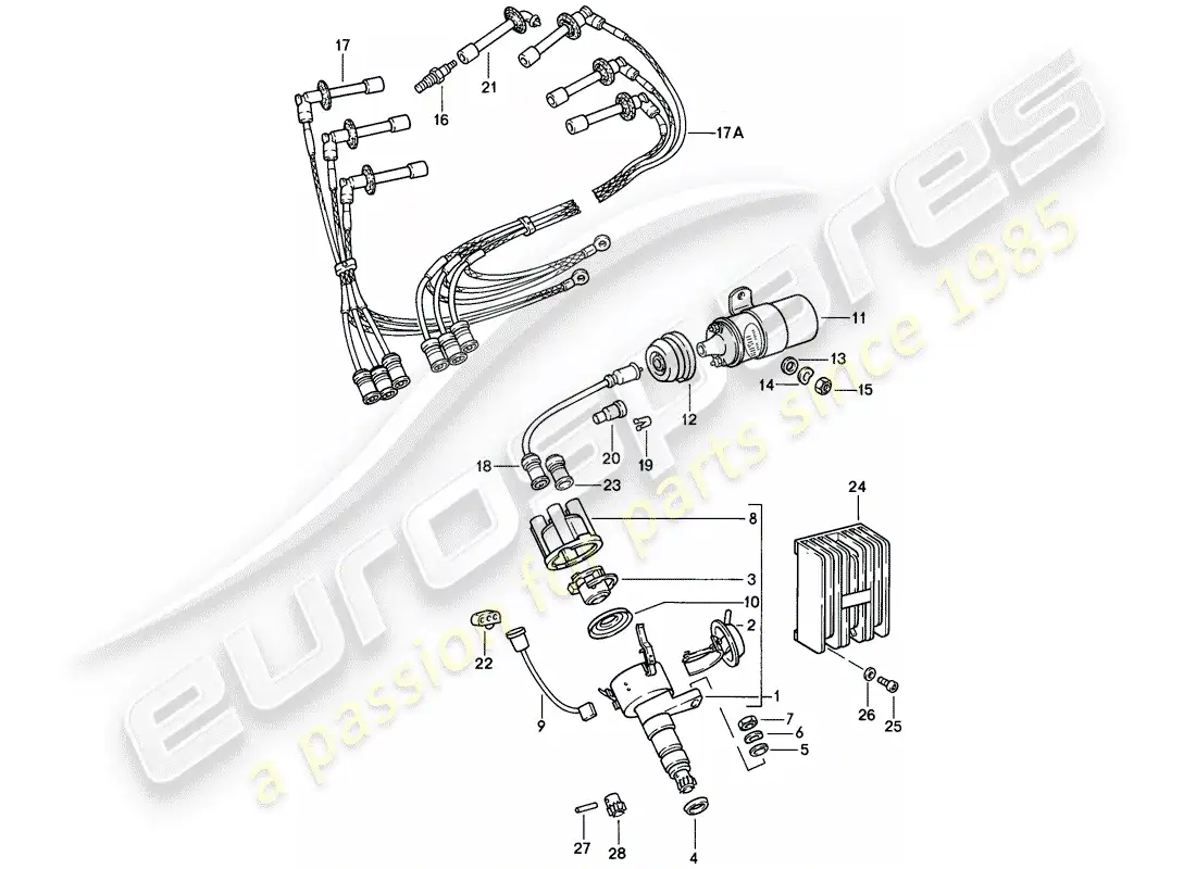 porsche 1989 (911) electricidad del motor 1 diagrama de piezas