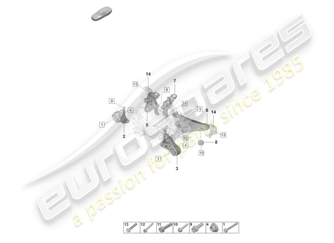 porsche 2021 (taycan 9j1-1) diagrama de piezas del eje delantero del mecanismo de elevación del motor