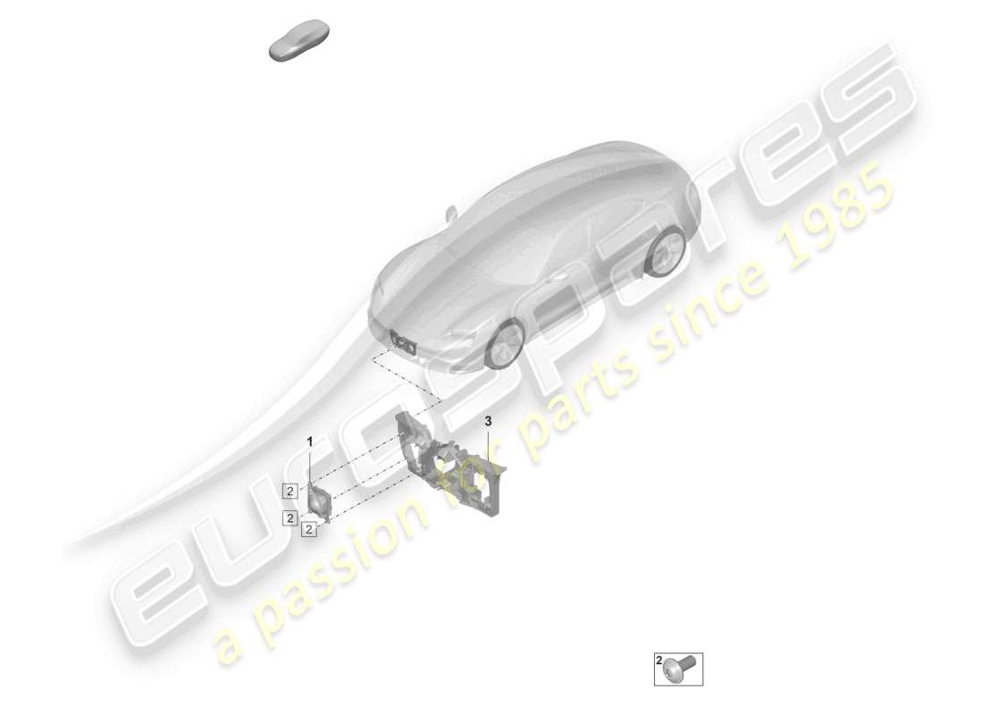 porsche 2021 (taycan 9j1-1) diagrama de piezas del sistema de control de crucero sensor de radar del sistema de asistencia al conductor