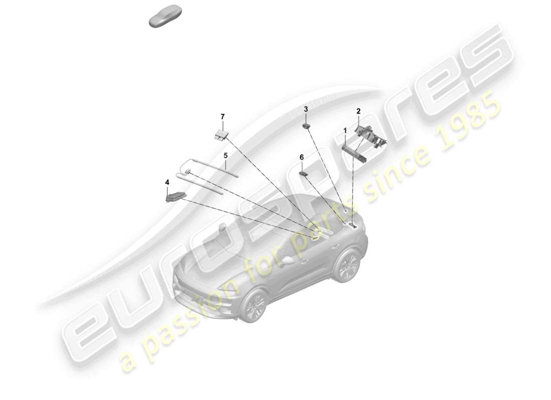 porsche 2025 (macan-e) unidades de control cámara ayuda al aparcamiento enganche de remolque diagrama de piezas