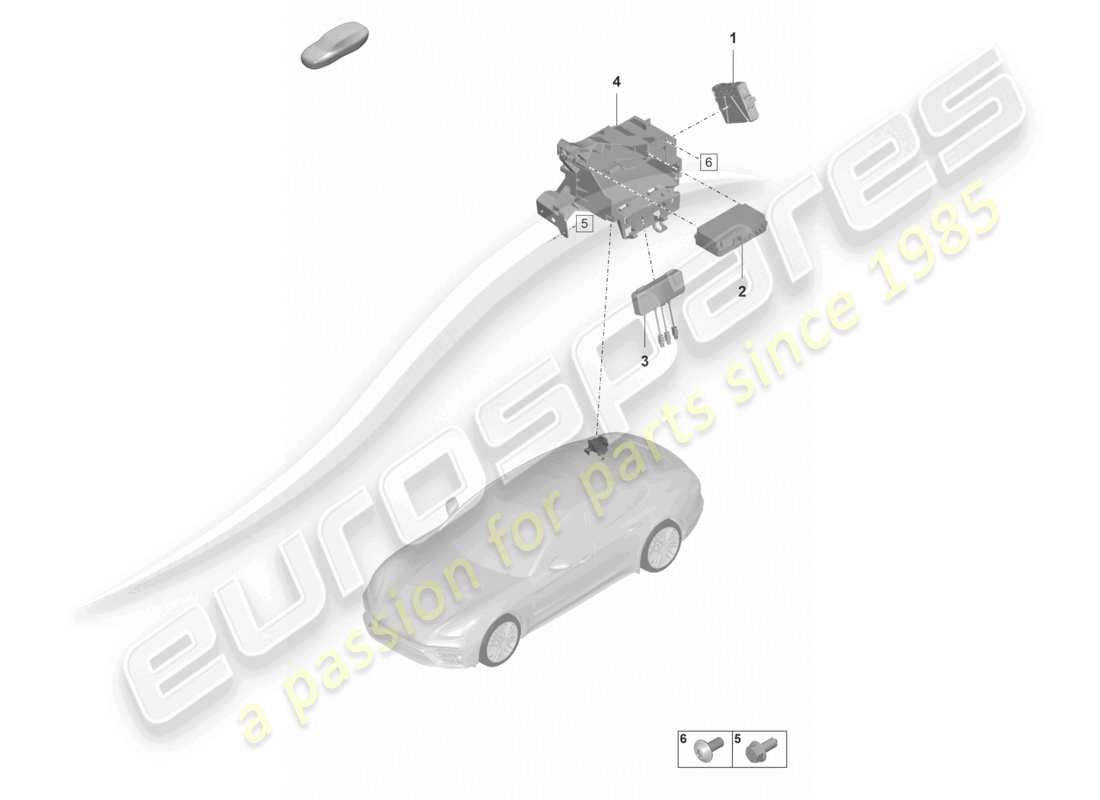 porsche 2022 (panamera 971-2) unidad de control para monitoreo en tiempo real (rtm) y diagrama de parte aérea