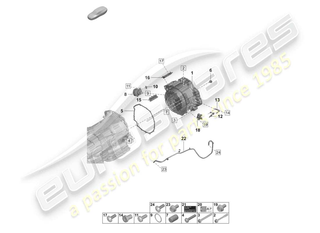 porsche 2022 (panamera 971-2) motor de tracción para elec. diagrama de piezas de conducción