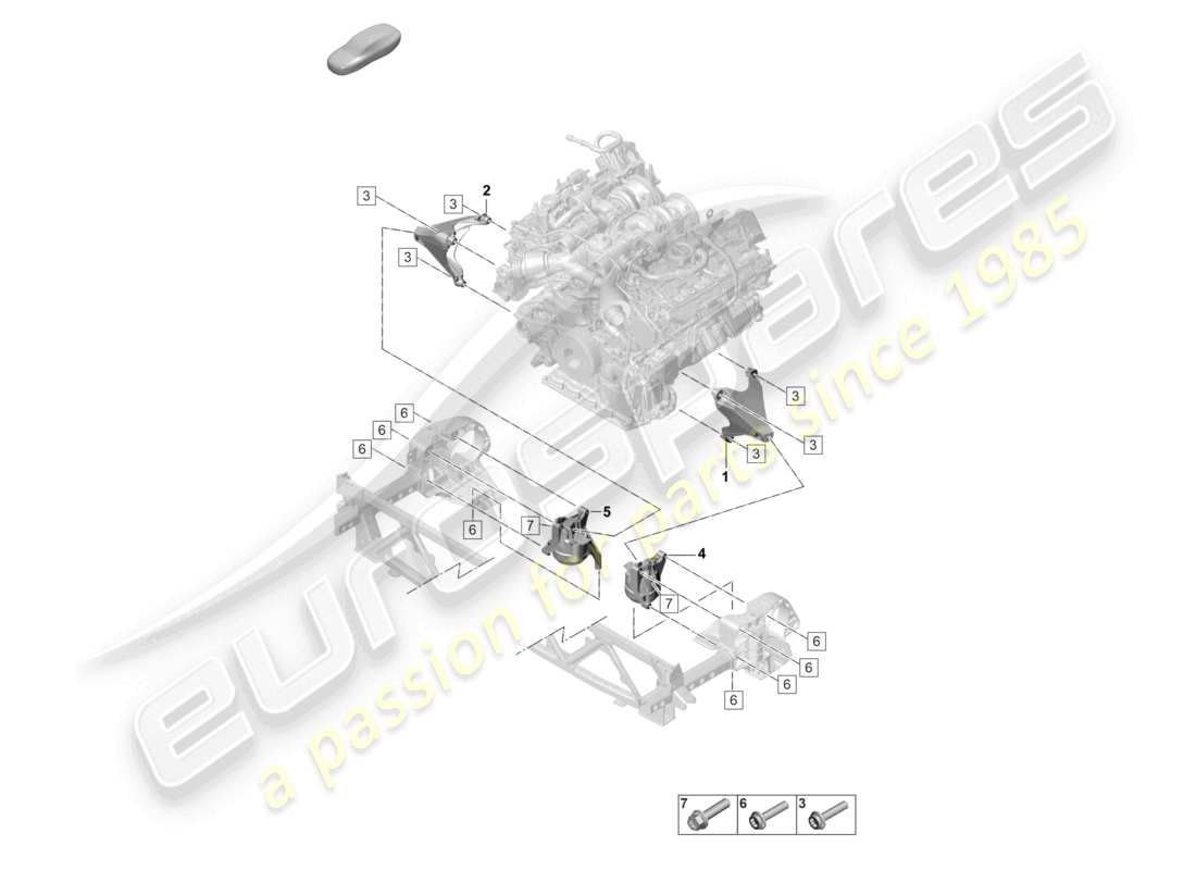 porsche 2022 (panamera 971-2) aparejo de elevación del motor consola para montaje del motor diagrama de piezas de montaje del motor