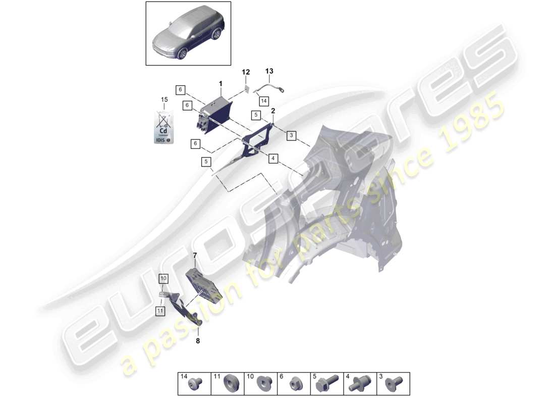 porsche 2022 (cayenne e3 9ya/9yb) diagrama de piezas del cargador para intercambiador de calor de batería de alto voltaje