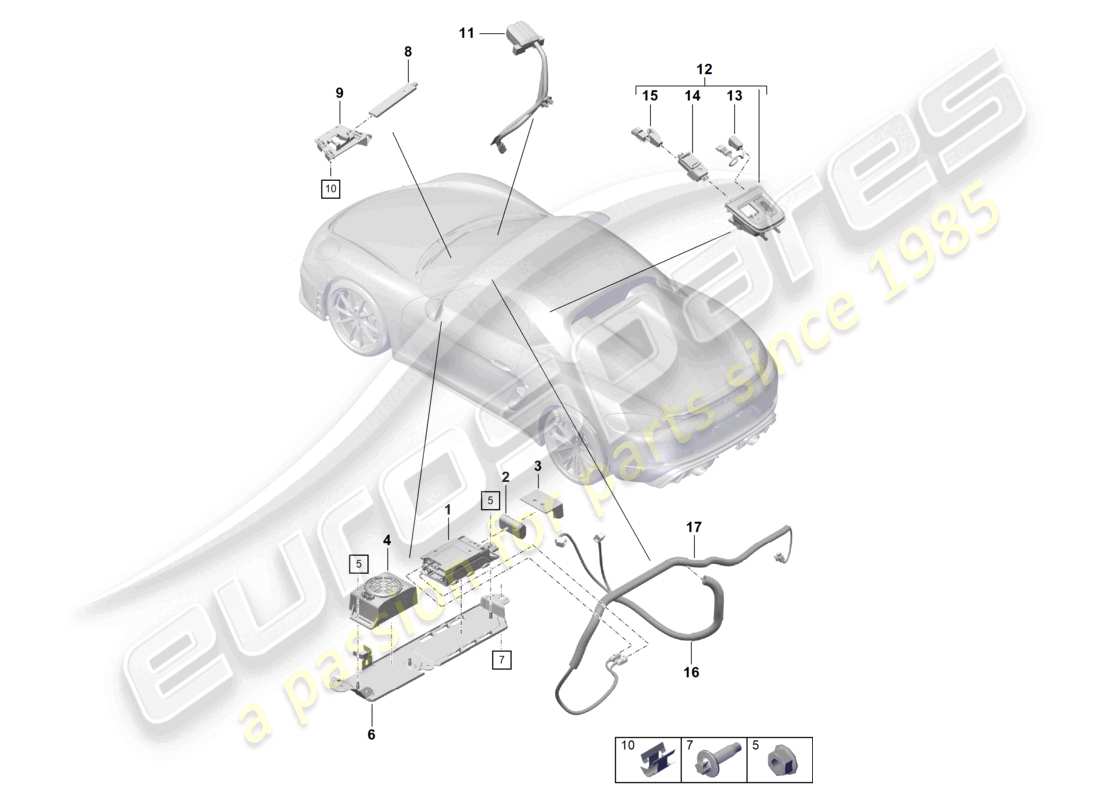 porsche 2024 (718 boxster spyder) para modelos con teléfono y llamada de emergencia diagrama de piezas