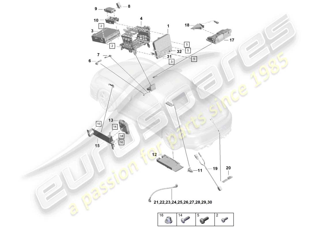 porsche 2024 (718 boxster spyder) panel de control sistema de navegación ordenador central micrófono de tv diagrama de piezas de la cámara