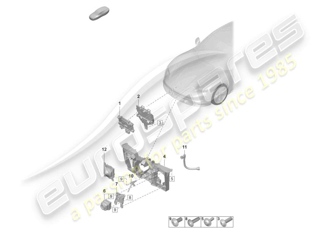 porsche 2021 (taycan 9j1-1) piezas individuales para vehículos con sistema de visión nocturna diagrama de piezas