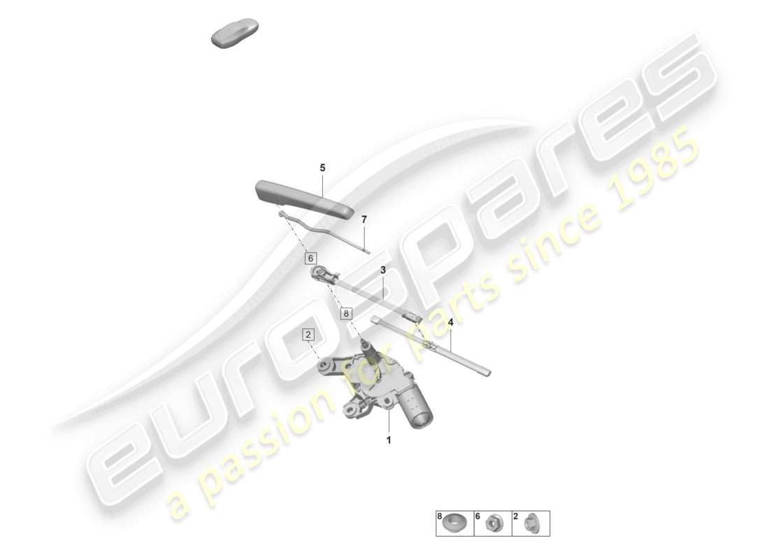 porsche 2021 (taycan 9j1-1) diagrama de piezas del sistema de limpiaparabrisas y arandela de la ventana trasera