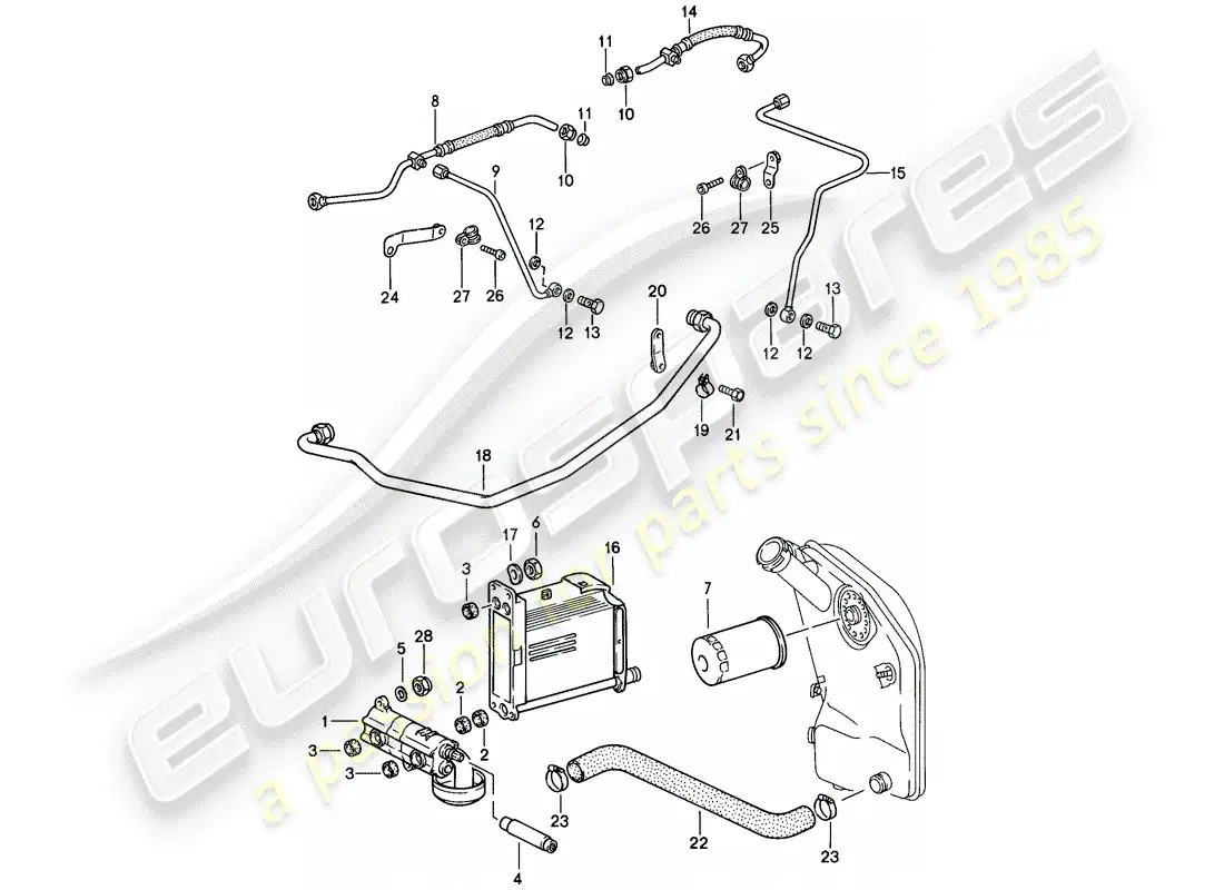 porsche 1989 (911) lubricación del motor - bomba de aceite - líneas - ver información técnica - gr.1 nr.1/1a-85 diagrama de piezas