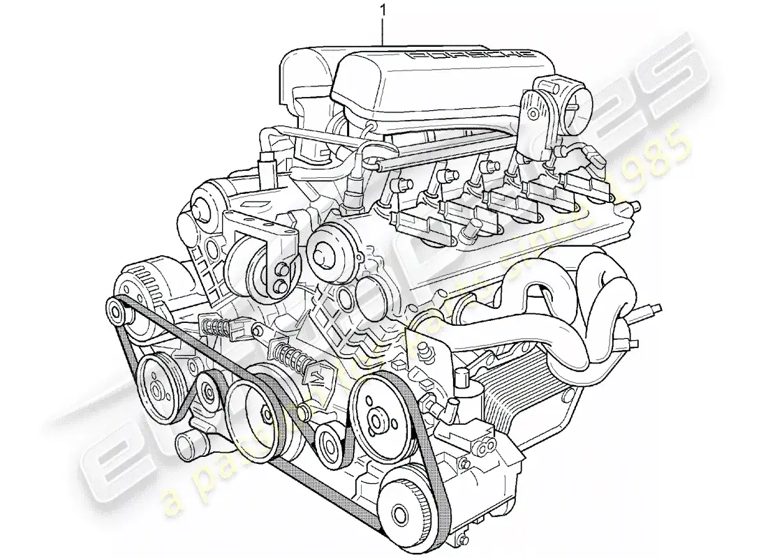 porsche 2005 (carrera gt) motor de reemplazo - no listo para instalación diagrama de piezas