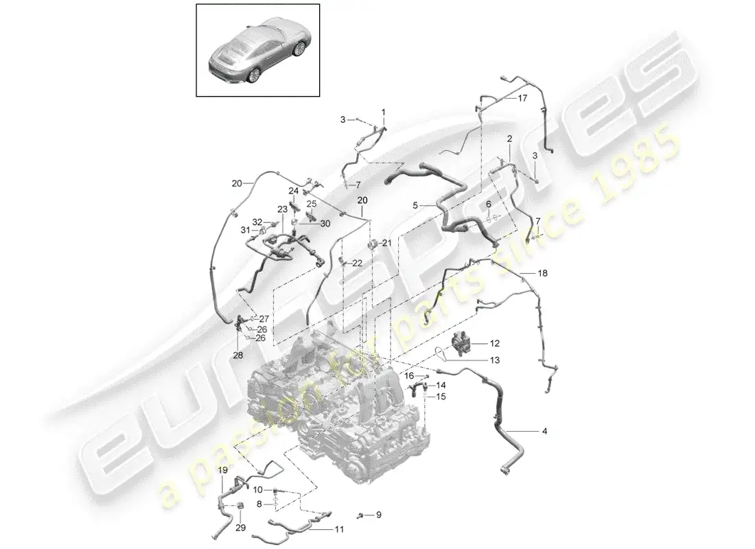 porsche 2017 (991-2) respiradero del cárter diagrama de piezas