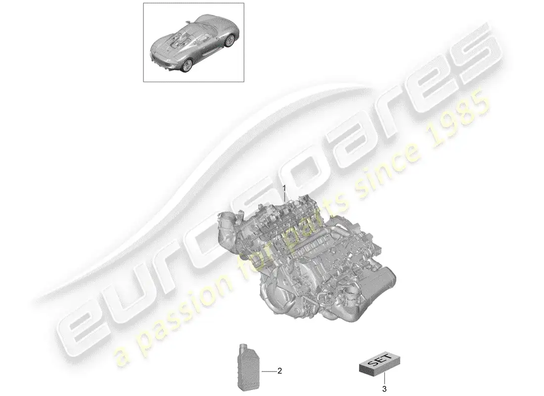 porsche 2015 (918 spyder) motor de repuesto diagrama de piezas