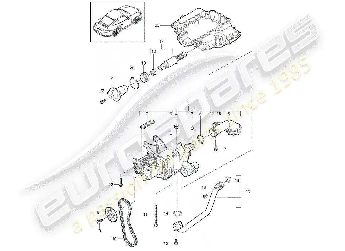 porsche 2011 (997-2 turbo / gt2 rs) diagrama de piezas de la bomba de aceite