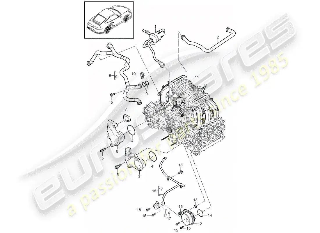 porsche 2011 (997-2 turbo / gt2 rs) diagrama de piezas del carter