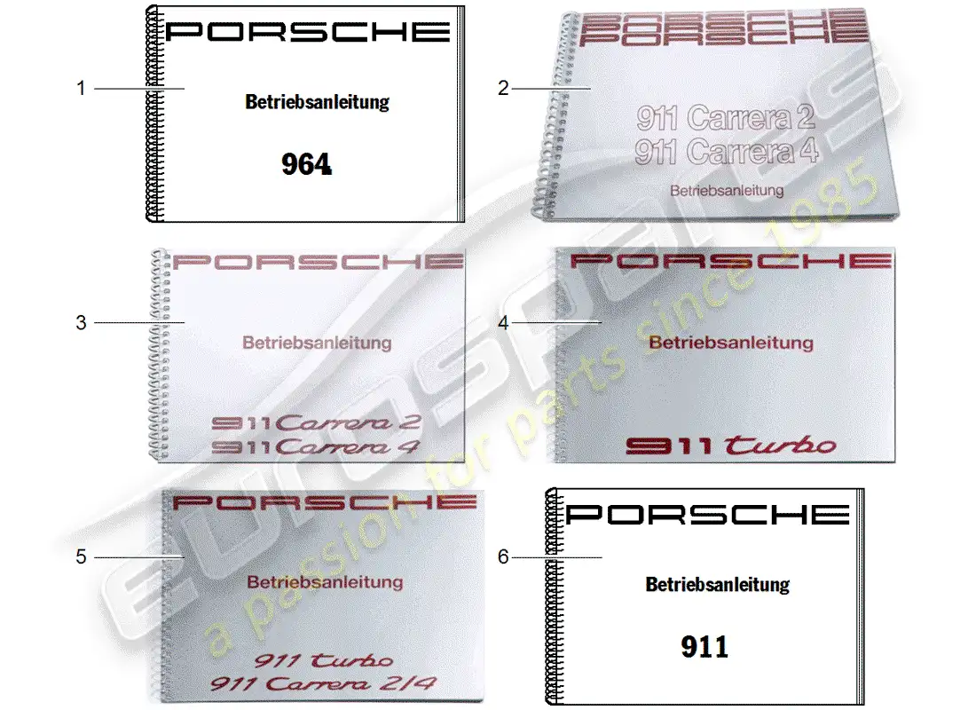 porsche 1989 (964) manual de instrucciones diagrama de piezas