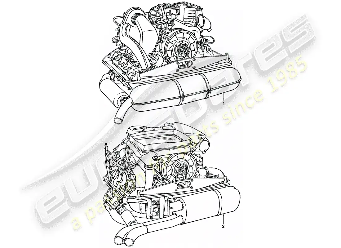 porsche 1985 (911) motor de reemplazo - listo para instalación diagrama de piezas