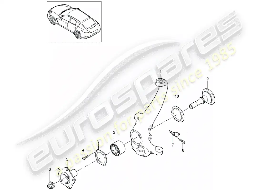 porsche 2012 (panamera 970) portador de ruedas diagrama de piezas