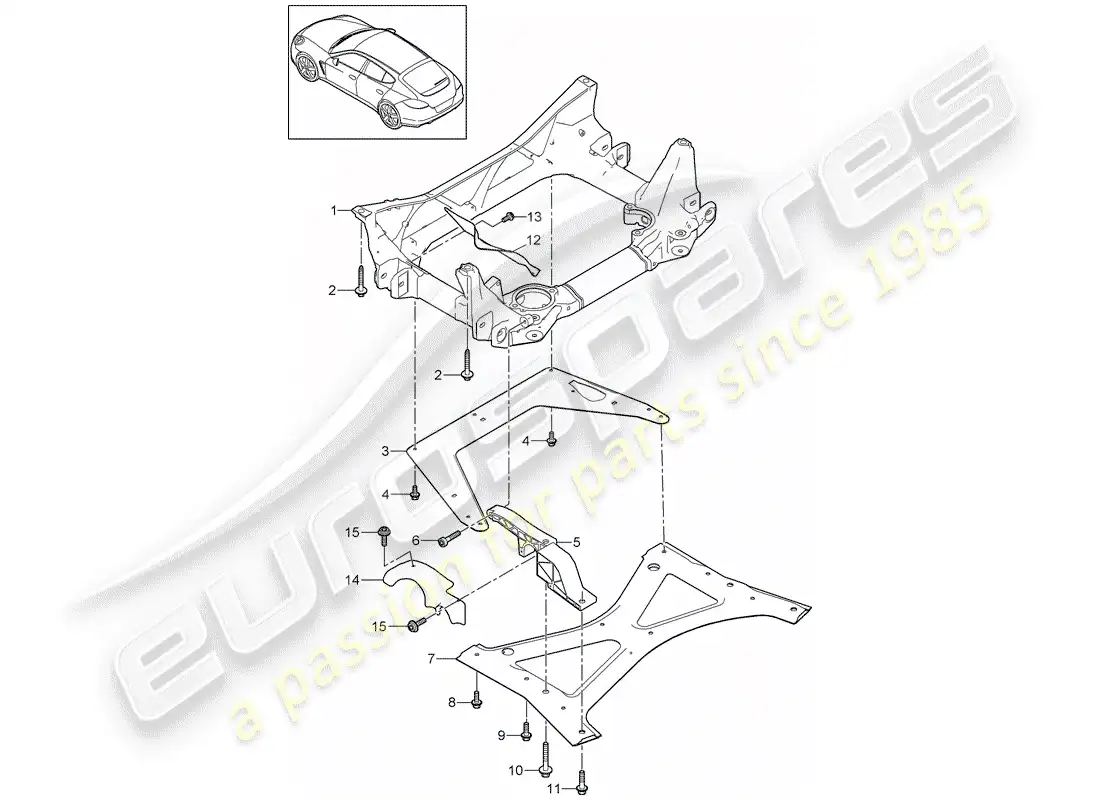 porsche 2012 (panamera 970) submarco diagrama de piezas