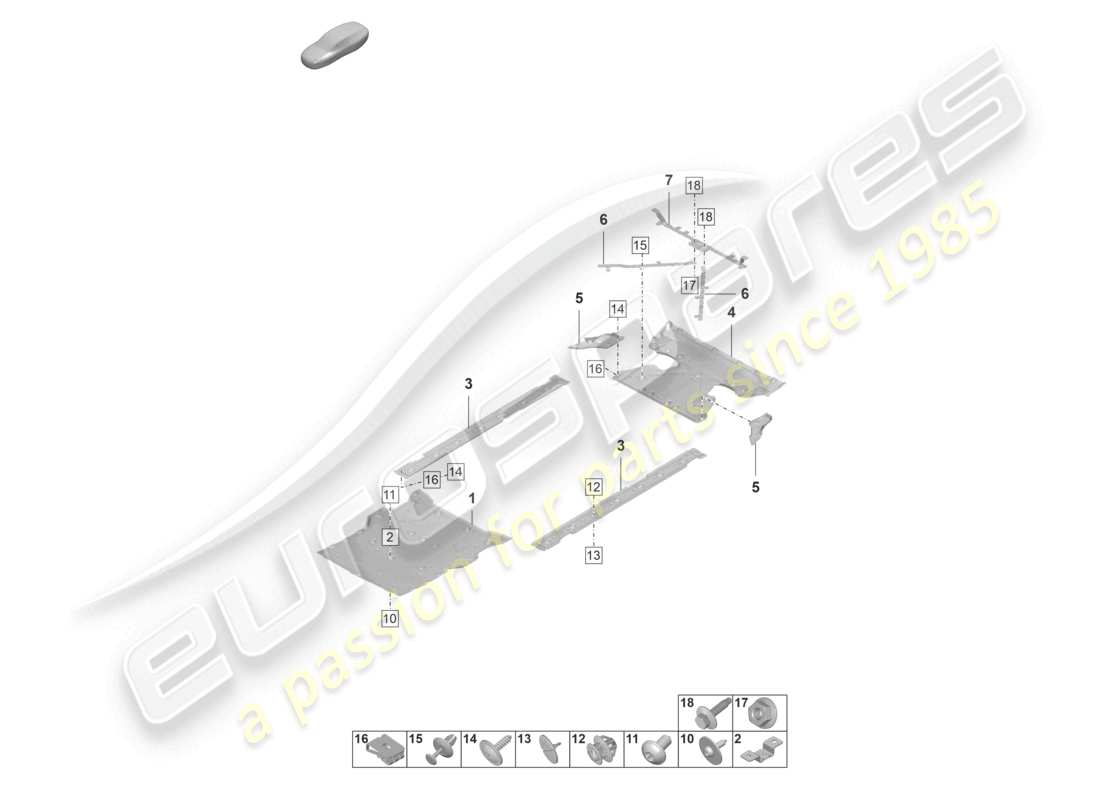 porsche 2021 (taycan 9j1-1) diagrama de piezas del revestimiento de bajos