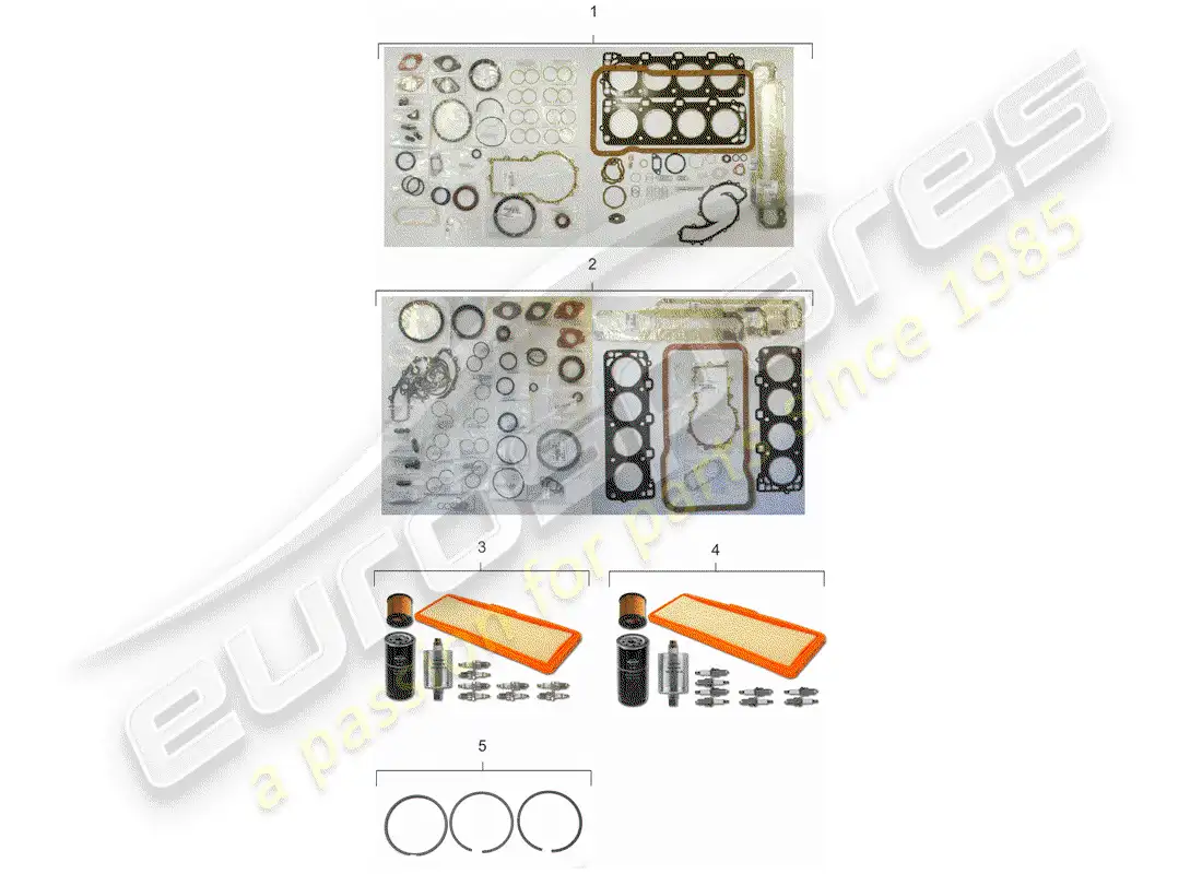 porsche 1979 (928) juego de mantenimiento - juego de juntas - kit de reparación diagrama de piezas