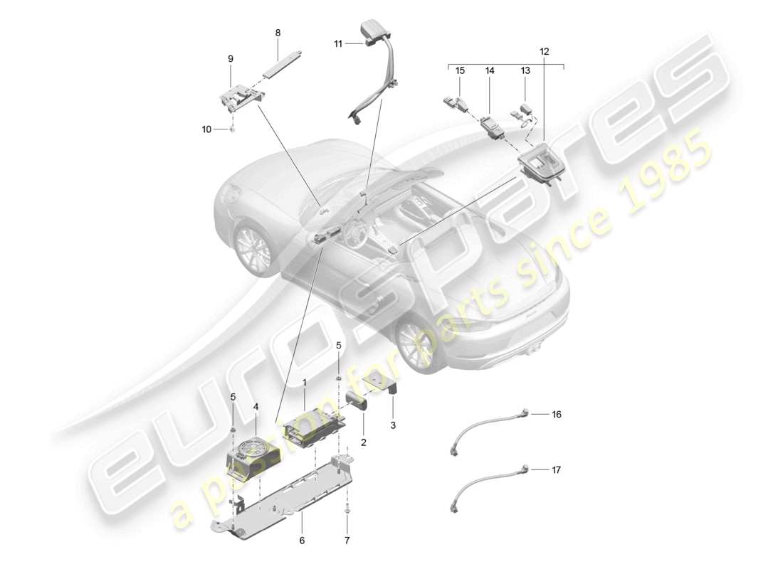 porsche 2022 (718 boxster) para modelos con teléfono y llamada de emergencia diagrama de piezas