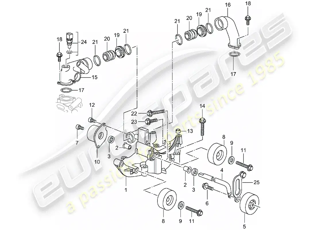porsche 2001 (996 gt3) tensor de correa - transmisión por correa diagrama de piezas