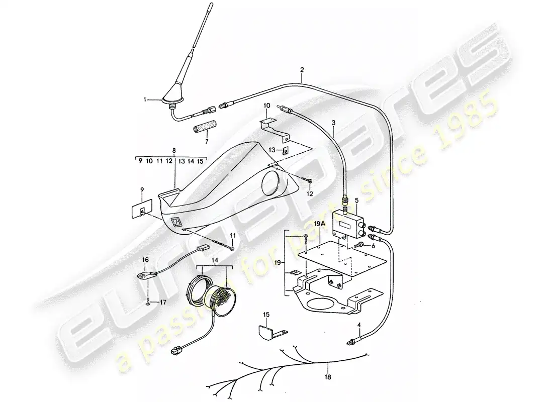 porsche 1993 (928) preparación telefónica diagrama de piezas