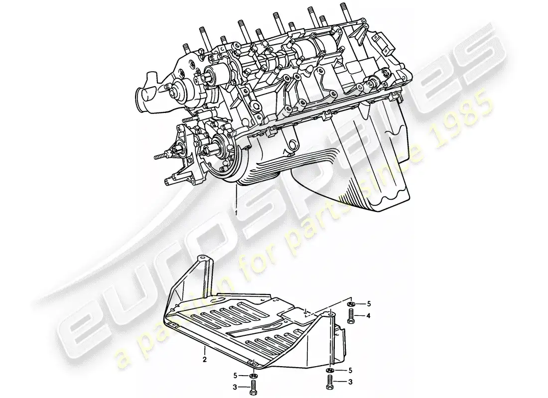 porsche 1983 (944) motor corto - carter - placa protectora para motor diagrama de piezas