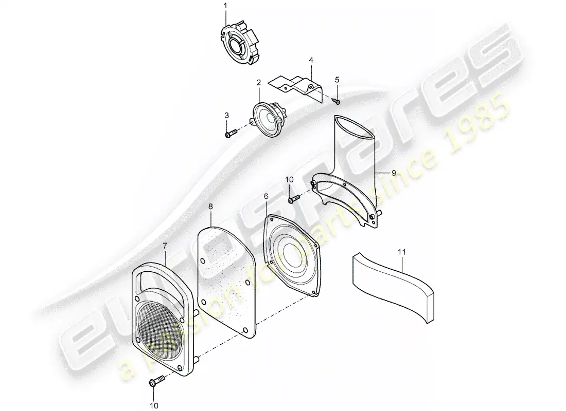porsche 2005 (carrera gt) diagrama de piezas del altavoz