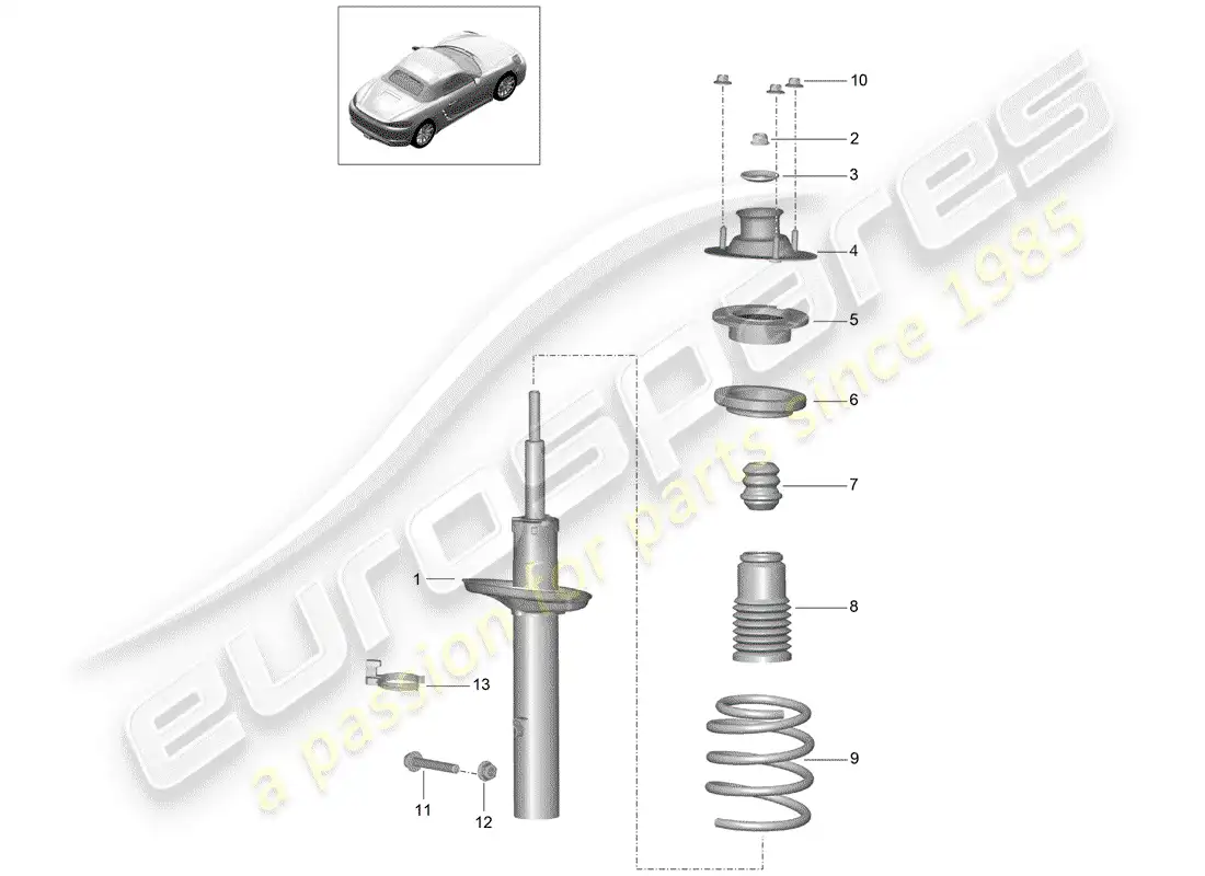 porsche 2020 (718 boxster) amortiguador diagrama de piezas