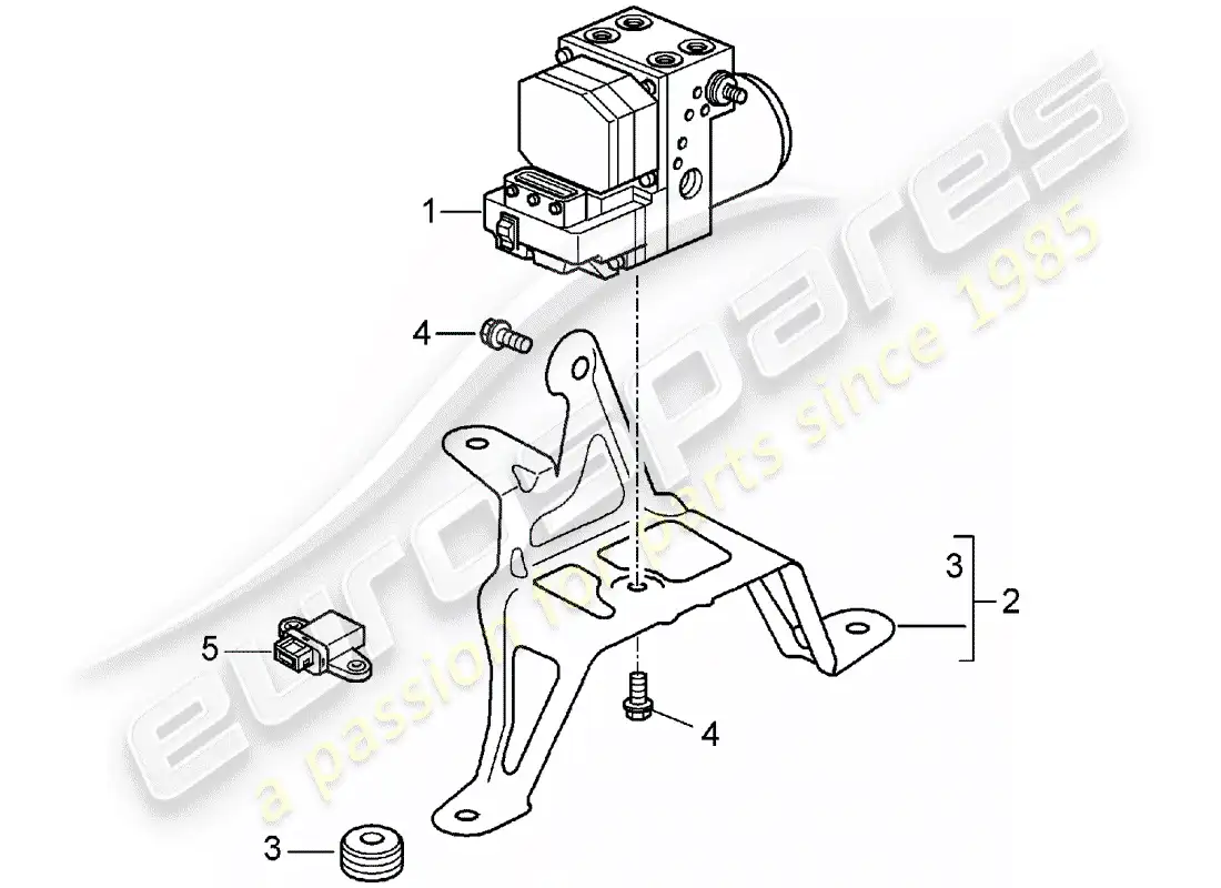 porsche 2003 (996 turbo / gt2) grupo hidráulico - sistema de freno antibloqueo -abs- - mando diagrama de piezas