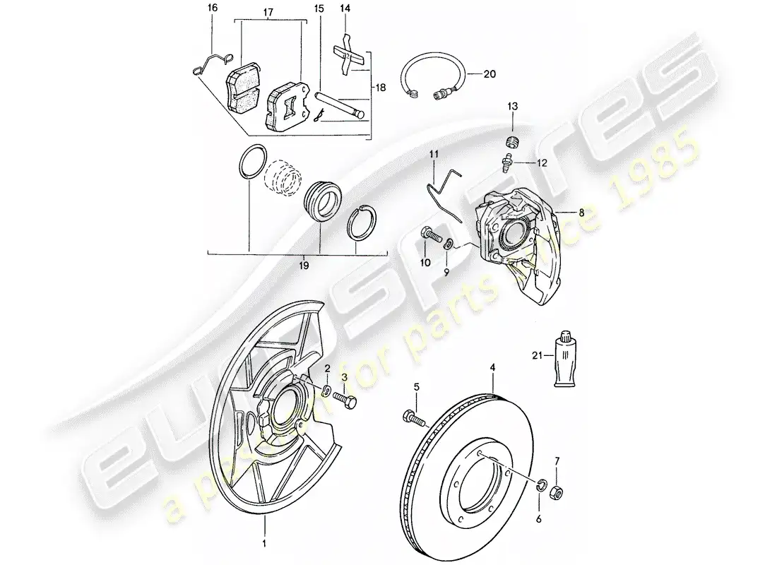 porsche 1990 (944) frenos de disco - eje delantero - d >> - mj 1989 diagrama de piezas