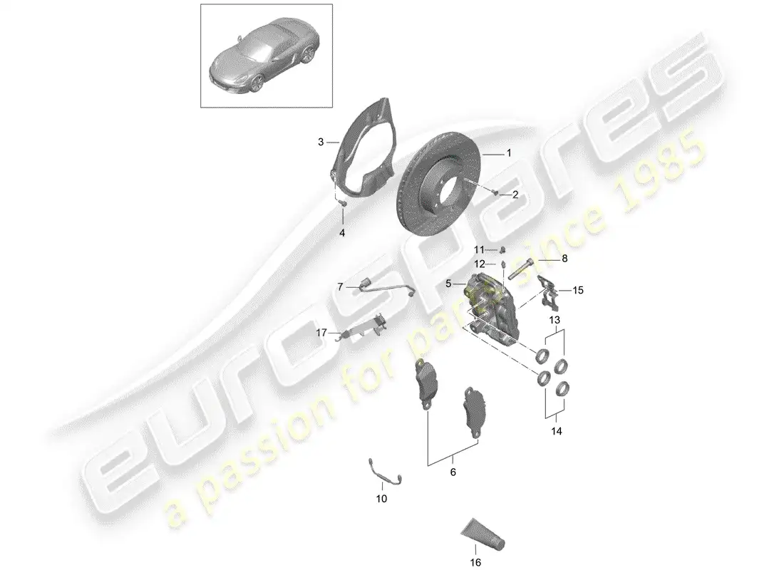 porsche 2012 (981 boxster) frenos de disco diagrama de piezas