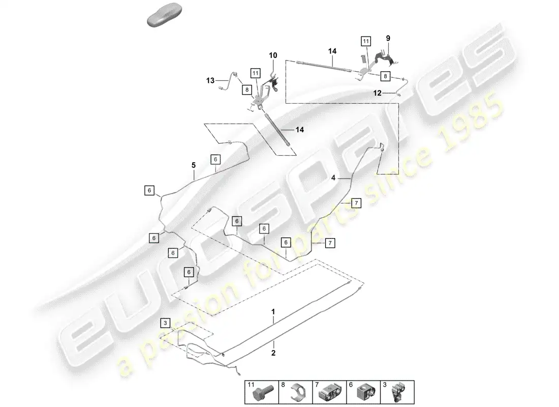 porsche 2019 (718 boxster spyder) línea de freno diagrama de piezas