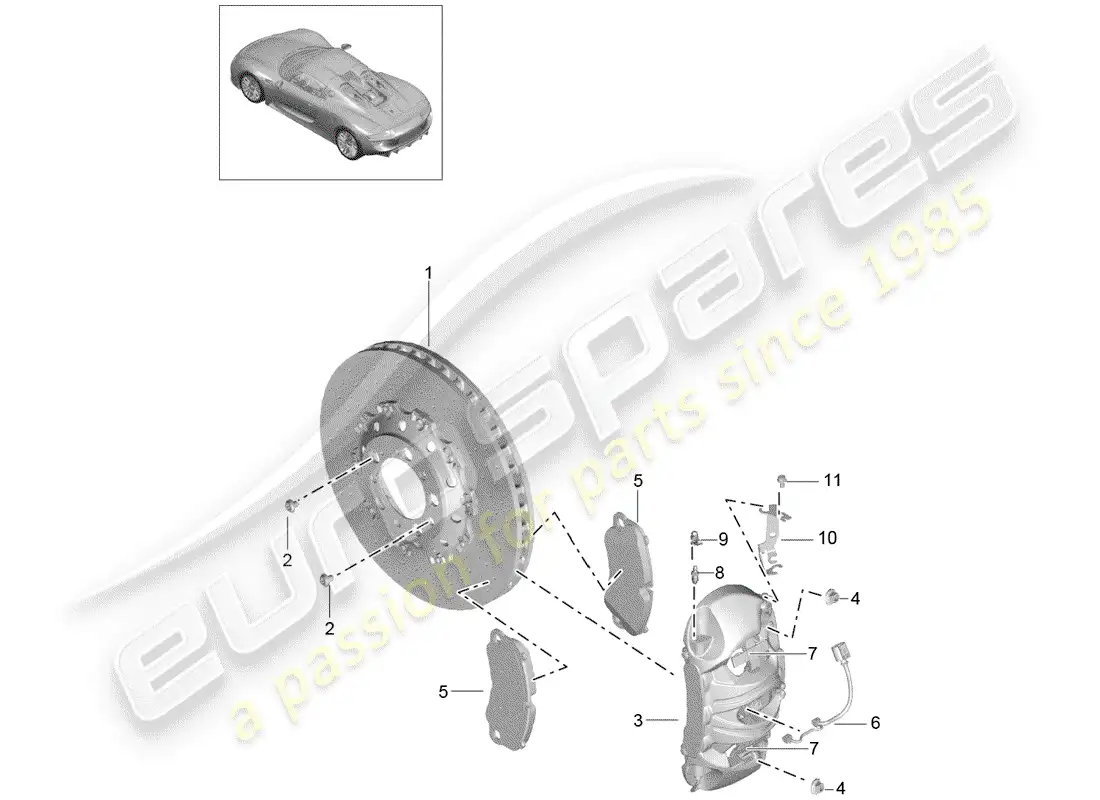 porsche 2015 (918 spyder) frenos de disco diagrama de piezas