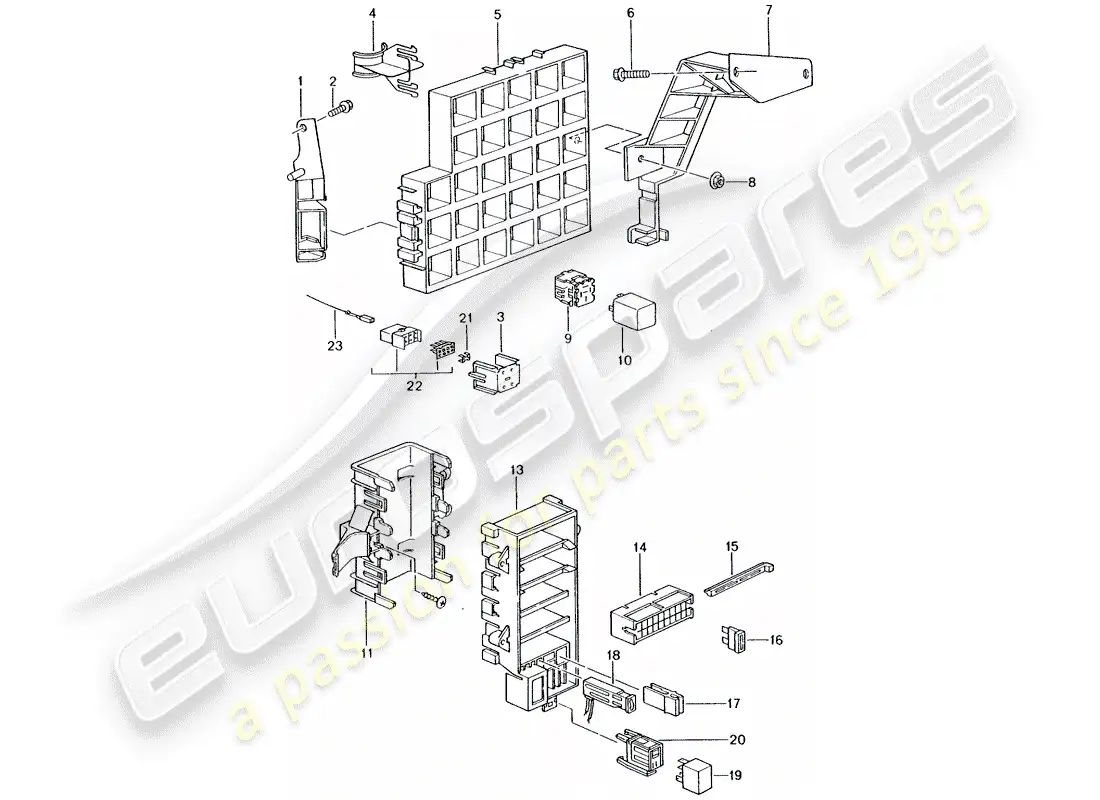 porsche 2003 (996) caja de fusibles/placa de relés - tablero diagrama de piezas