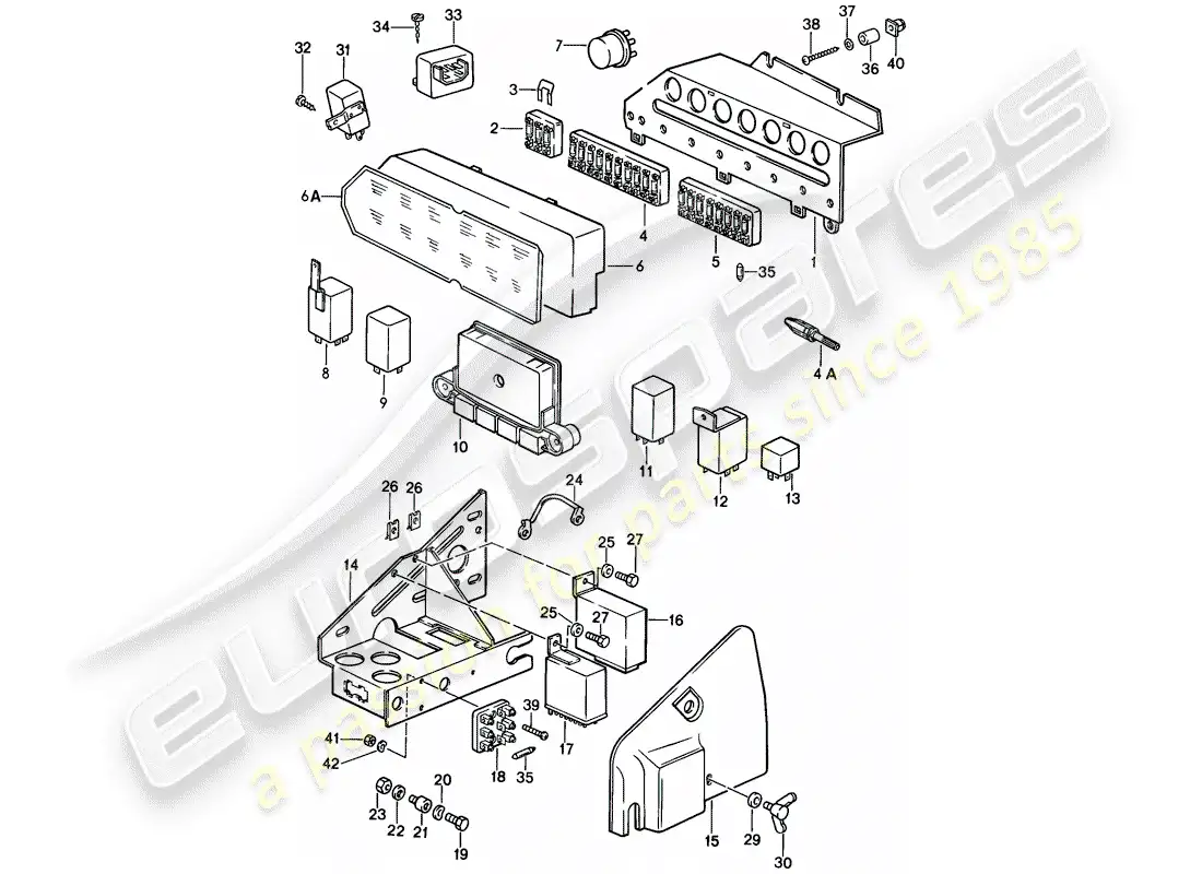 porsche 1987 (911) unidades de control - relé - caja de fusibles diagrama de piezas