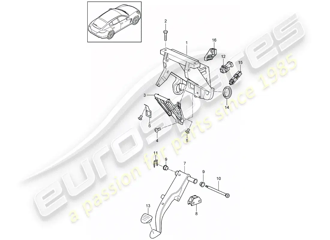 porsche 2011 (panamera 970) pedales diagrama de piezas