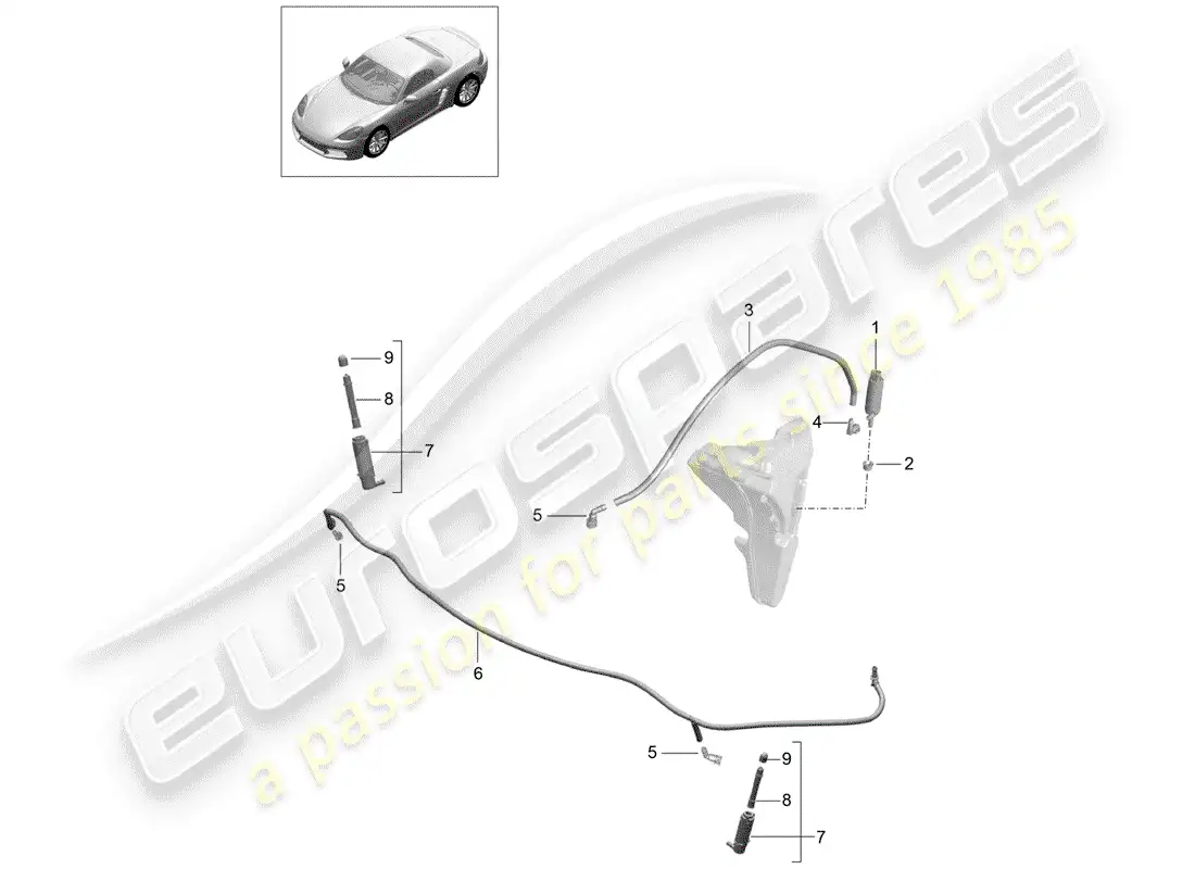 porsche 2020 (718 boxster) sistema arandela diagrama de piezas