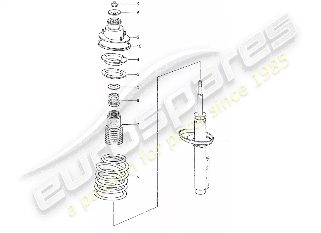 porsche 2002 (986 boxster) amortiguador - muelle helicóptico diagrama de piezas