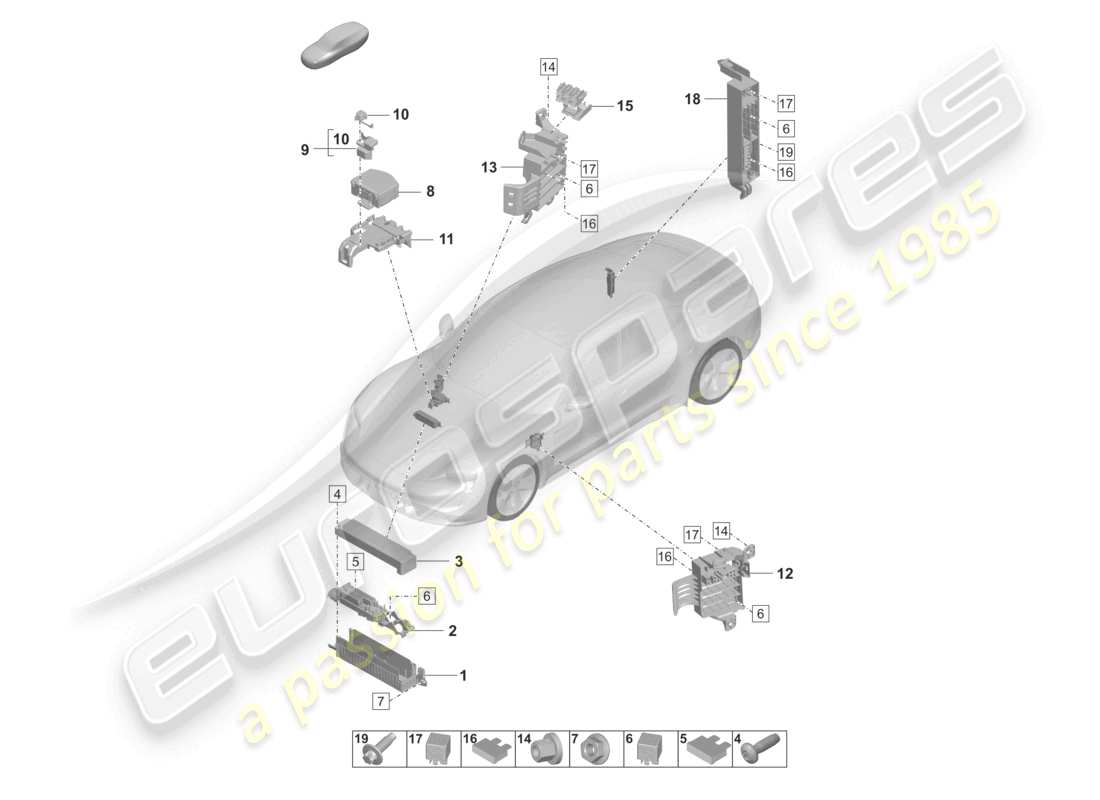 porsche 2020 (taycan 9j1-1) electricidad central diagrama de piezas