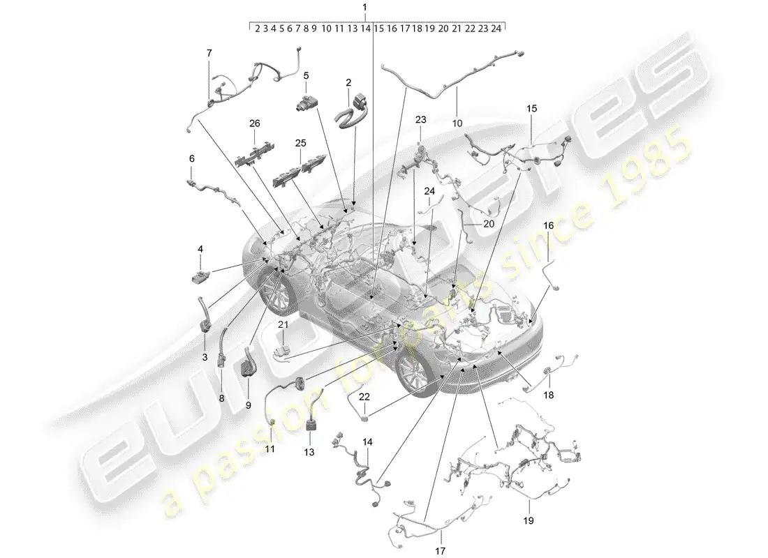 porsche 2020 (718 boxster) cableando arneses diagrama de piezas