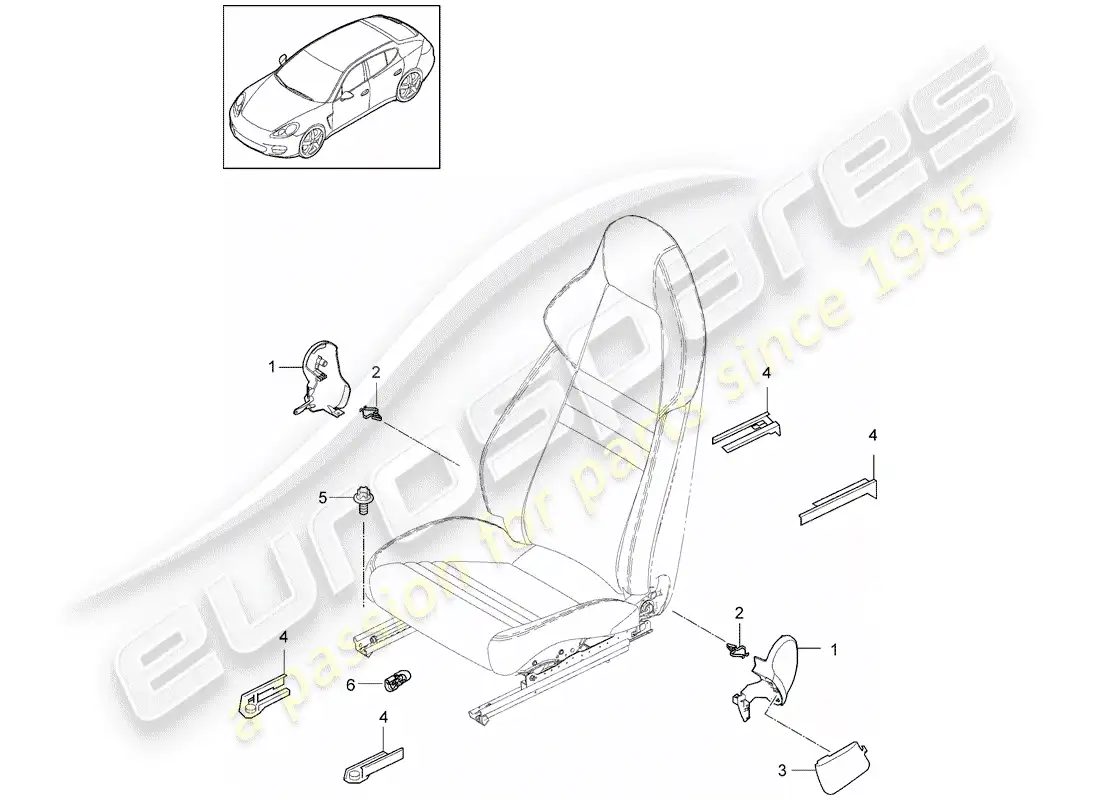porsche 2016 (panamera 970) asiento deportivo diagrama de piezas